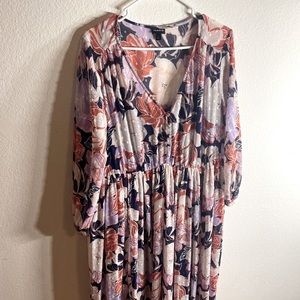 Midi Torrid Chiffon Floral Dress torrid size 1